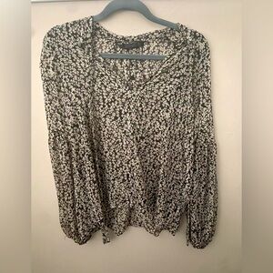 Zara Ditsy Floral Tie Blouse Size L